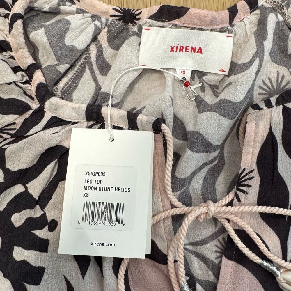 XiRENA Pink and Black Printed Ruffle Blouse - Picture 3 of 4